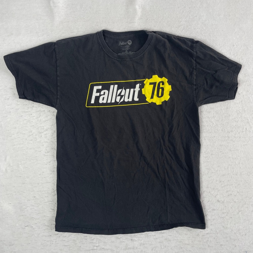 Bethesda Fallout 76 Graphic T-Shirt Mens Large Black Short Sleeve Video Game Tee